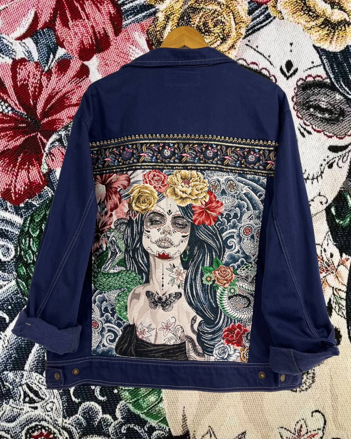 Vintage Dia de Muertos Denim Jacket