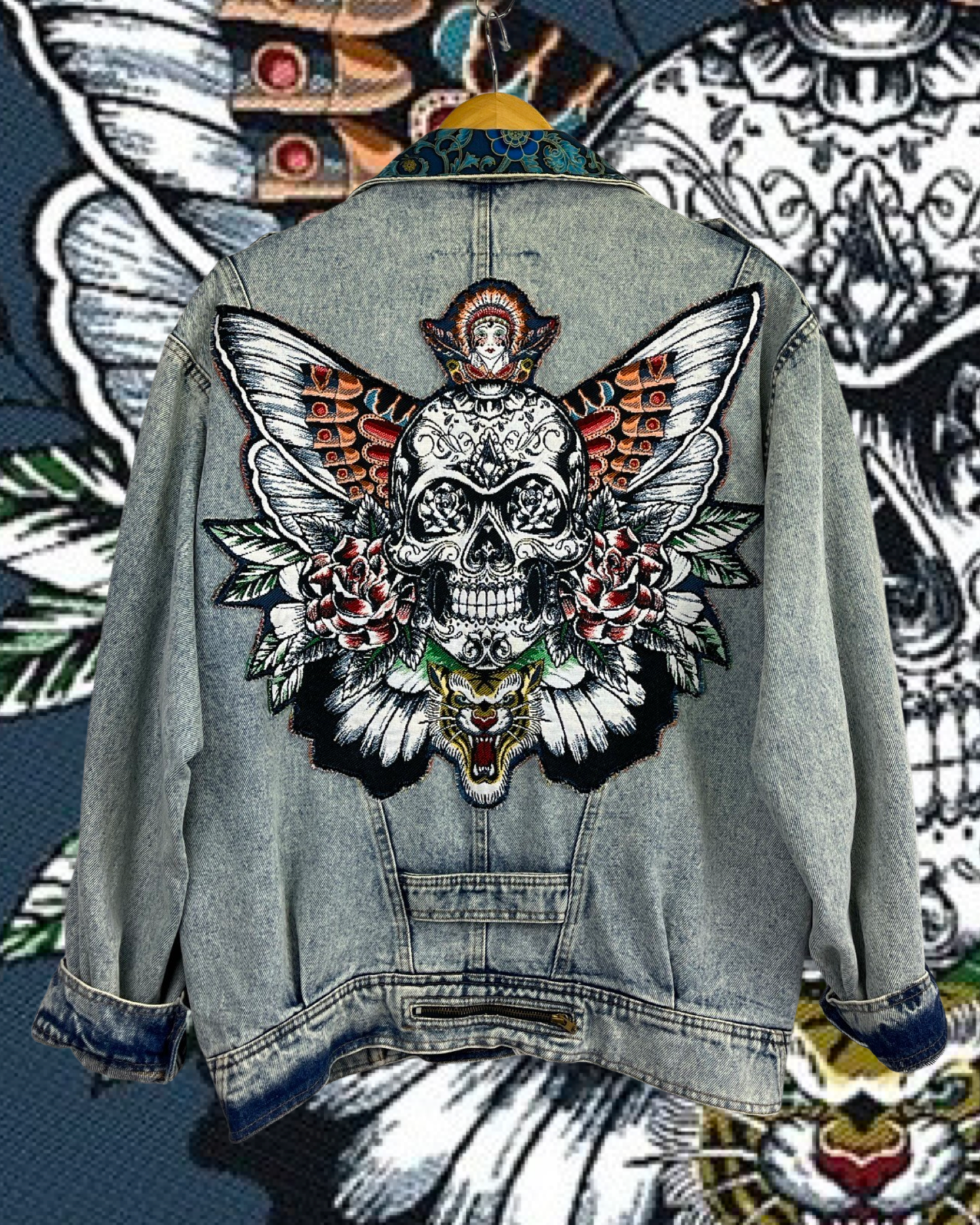 Veste en Jean Vintage Skull Rock